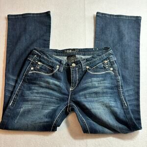 Cello Blue Embellished Bootcut Dark Wash Jeans Size 8
